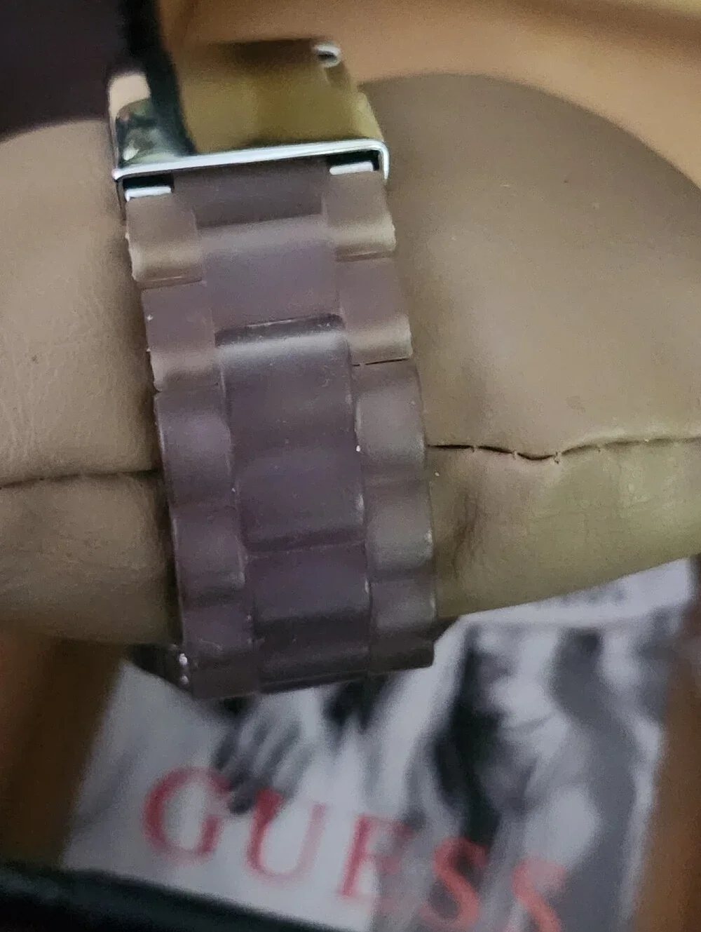 GUESS Deco Purple Crystal-Trim Purple Face Chronograph Watch-  New In Box